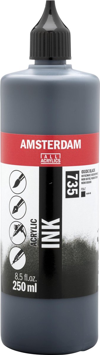 Amsterdam Acryltintenflasche 250 ml Oxydblack 735
