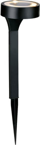 Grundig Solar-Gartenlampe – Gartenbeleuchtung mit warmweißem Licht auf Solarenergie – Außenlampe mit Erdspieß – LED-Solarlampe IP44 – ø10 x 29 cm – Schwarz