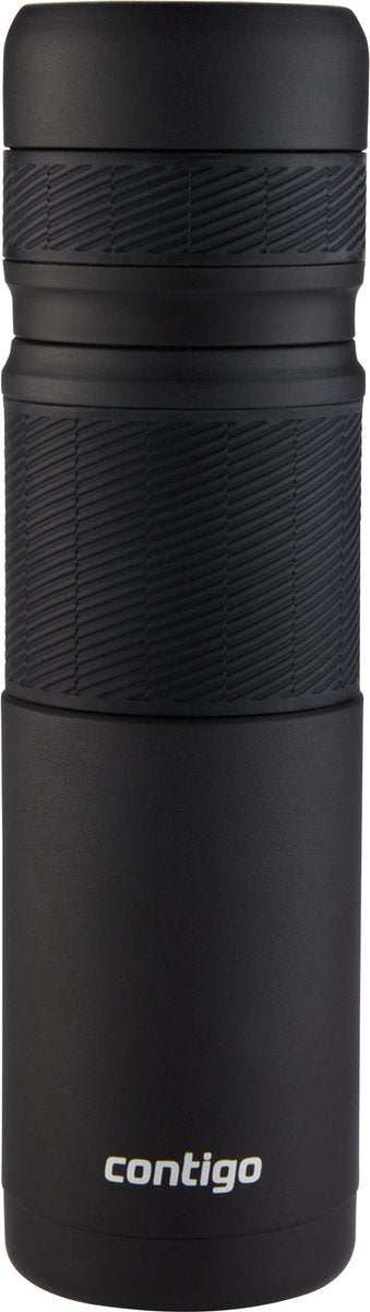 Contigo Thermosflasche, Edelstahl-Isolierflasche mit doppelwandiger Vakuumisolierung, für Kaffee, Tee und auch Kaltgetränke, auslaufsicher, spülmaschinenfester Verschluss, BPA-frei, 740 ml | mattschwarz