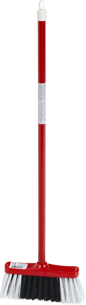 Klein Toys Kinderbesen – 18x4,5x61 cm – hochwertige schwarze und weiße Kunststoffborsten – rot