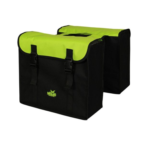 Greenlands Doppeltasche, schwarz-grün. Größe 38x34x13cm. Gesamtkapazität 35L