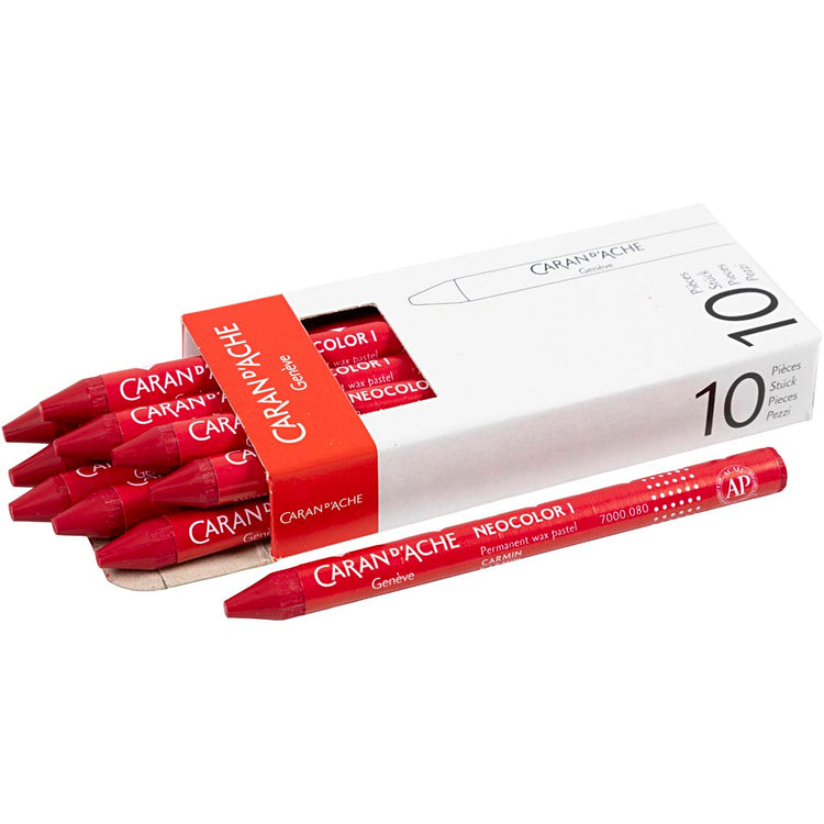 Caran dache caran d'ache neocolor i, L: 10 cm, Stärke 8,5 mm, Karmin (080), 10 Stück 1 Box