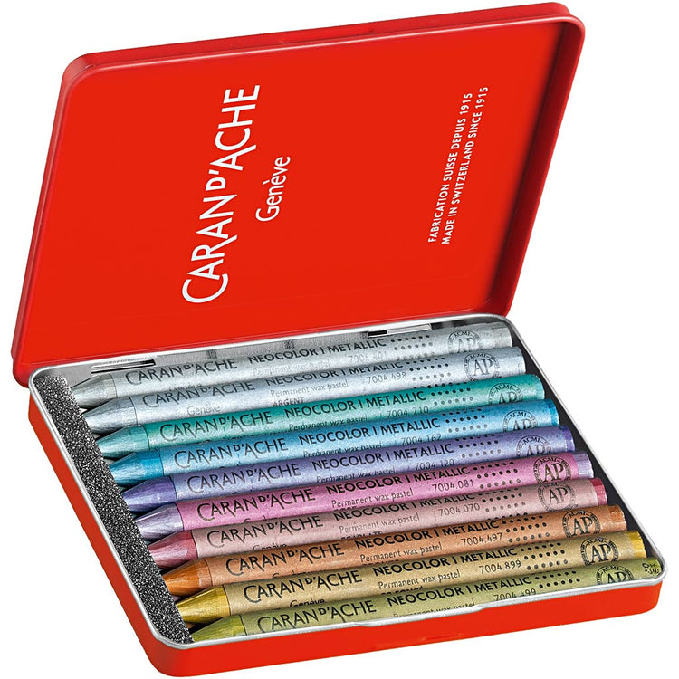 Caran dache caran d'ache neocolor i, L: 10 cm, Stärke 8,5 mm, Metallic-Farben, 10 Stück 1 Box