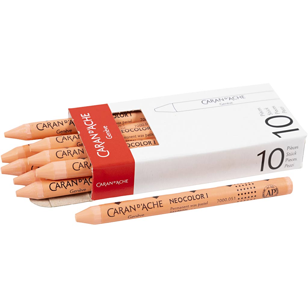 Caran dache caran d'ache neocolor i, L: 10 cm, Stärke 8,5 mm, Lachs (051), 10 Stück 1 Box