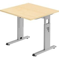 Schreibtisch mit geradem C-Bein aus Ahorn, höhenverstellbar 800 x 800 x 680–760 mm