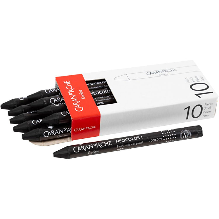 Caran dache caran d'ache neocolor i, L: 10 cm, Stärke 8,5 mm, Schwarz (009), 10 Stück 1 Box