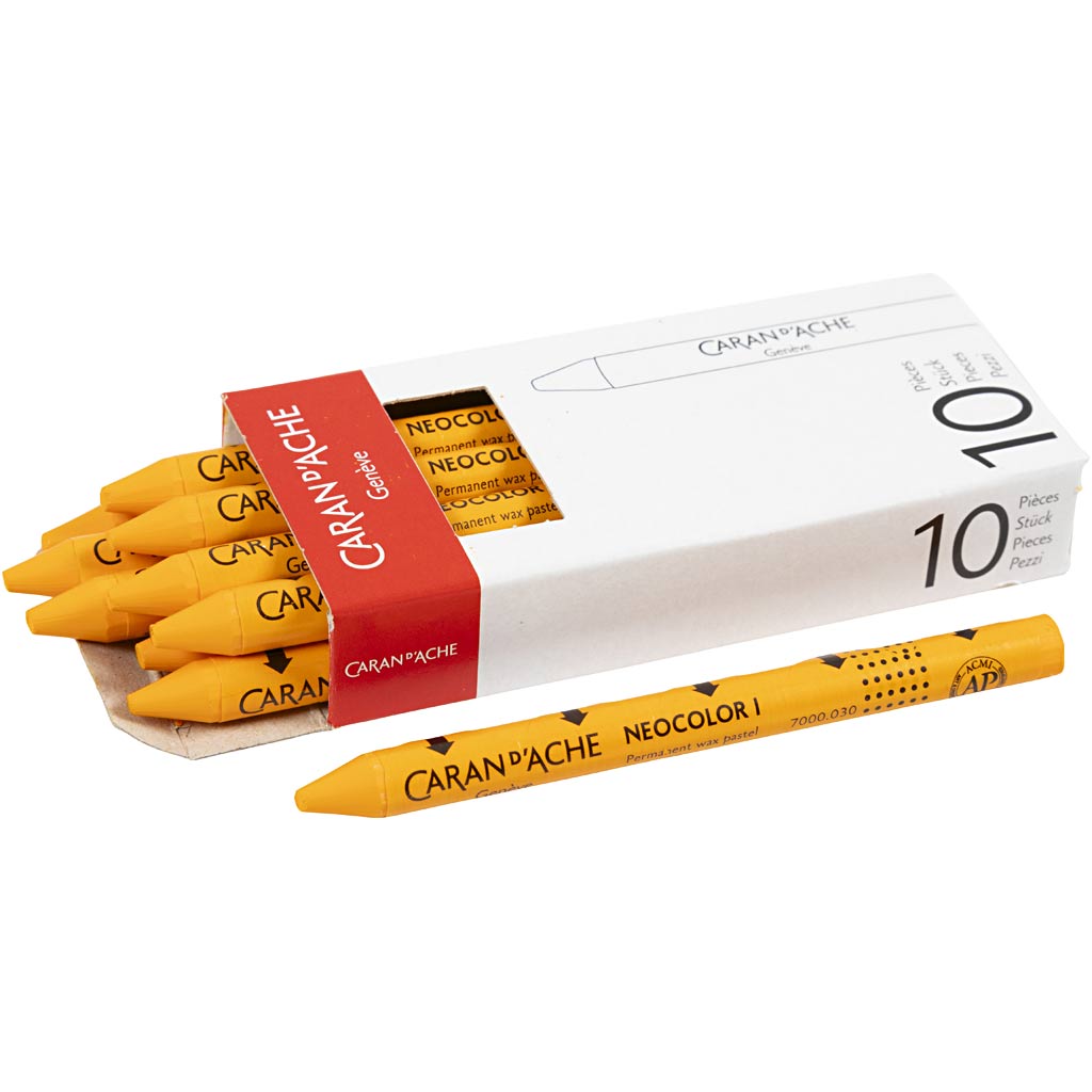Caran Dache Caran d’Ache Neocolor I, L: 10 cm, Dicke 8,5 mm, Orange (030), 10 Stück 1 Doos