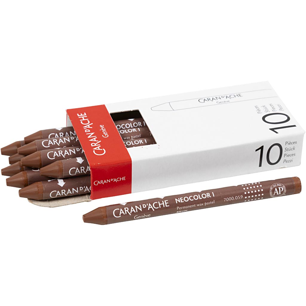 Caran dache caran d'ache neocolor i, L: 10 cm, Stärke 8,5 mm, braun (059), 10 Stück 1 Box