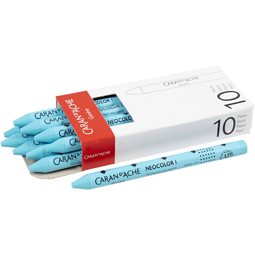 Caran dache caran d'ache neocolor i, L: 10 cm, Stärke 8,5 mm, Türkisblau (171), 10 Stück 1 Box