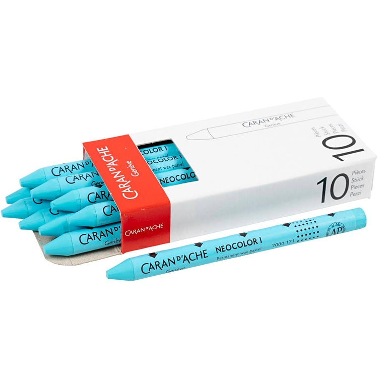 Caran dache caran d'ache neocolor i, L: 10 cm, Stärke 8,5 mm, Türkisblau (171), 10 Stück 1 Box