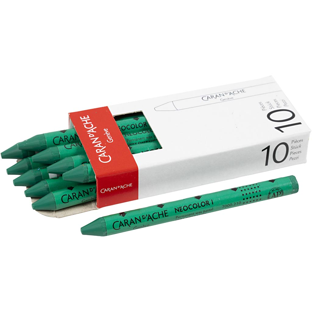 Caran dache caran d'ache neocolor i, L: 10 cm, Stärke 8,5 mm, Smaragdgrün (210), 10 Stück 1 Box