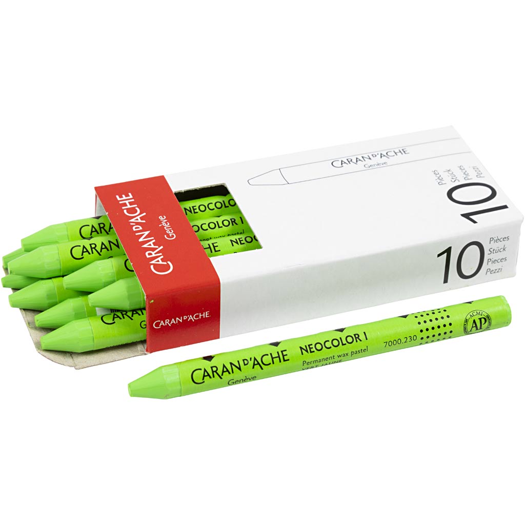 Caran dache caran d'ache neocolor i, L: 10 cm, Stärke 8,5 mm, Gelbgrün (230), 10 Stück 1 Box