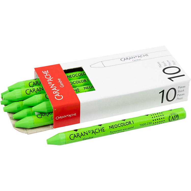 Caran dache caran d'ache neocolor i, L: 10 cm, Stärke 8,5 mm, Gelbgrün (230), 10 Stück 1 Box