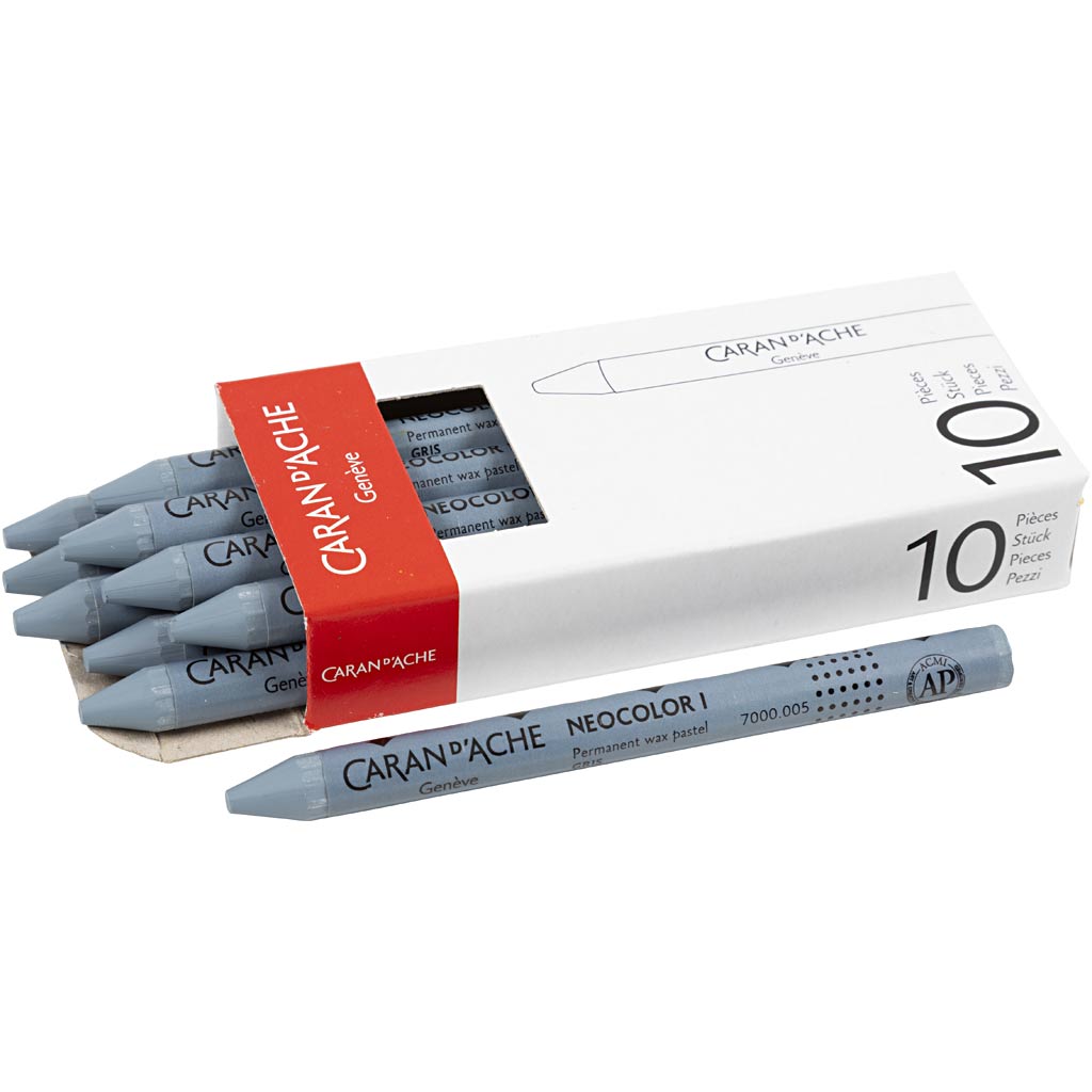 Caran dache caran d'ache neocolor i, L: 10 cm, Stärke 8,5 mm, grau (005), 10 Stück 1 Box