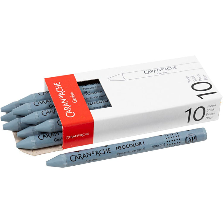 Caran dache caran d'ache neocolor i, L: 10 cm, Stärke 8,5 mm, grau (005), 10 Stück 1 Box