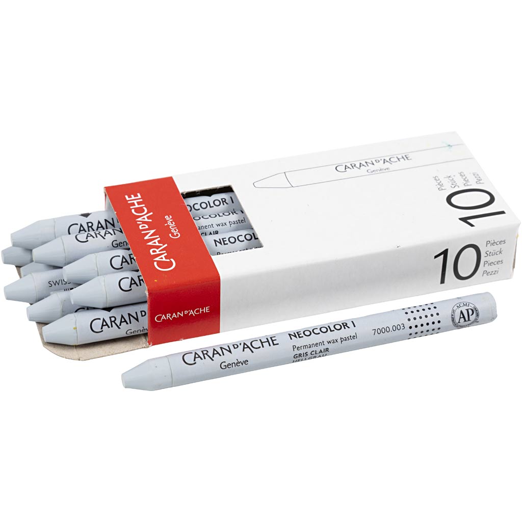 Caran dache caran d'ache neocolor i, L: 10 cm, Stärke 8,5 mm, hellgrau (003), 10 Stück 1 Box