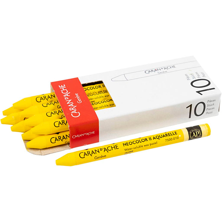 Caran Dache Caran d'Ache Neocolor II, L: 10 cm, Stärke 8,5 mm, Gelb (010), 10 Stück 1 Box