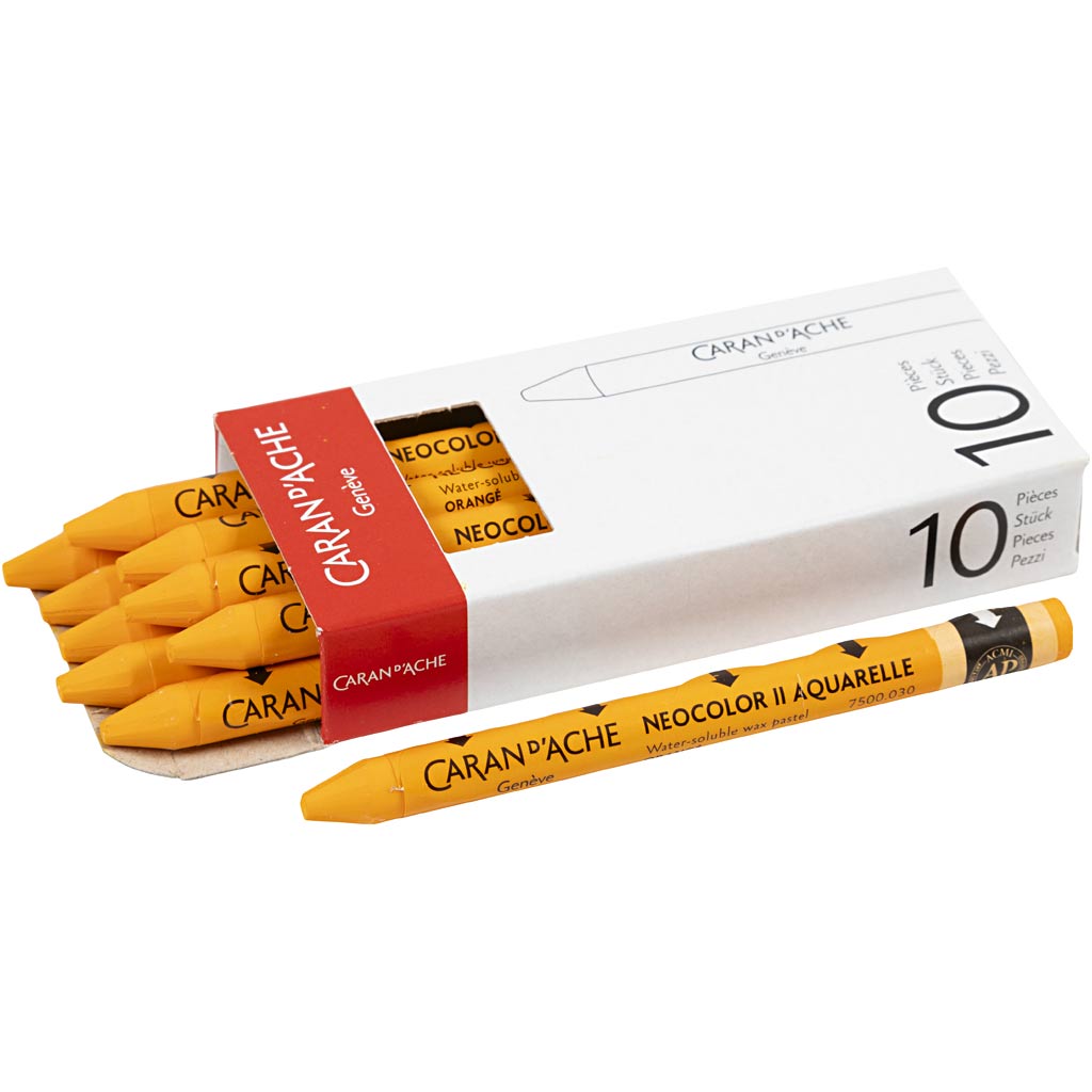Caran Dache Caran d'Ache Neocolor II, L: 10 cm, Stärke 8,5 mm, Orange (030), 10 Stück 1 Box