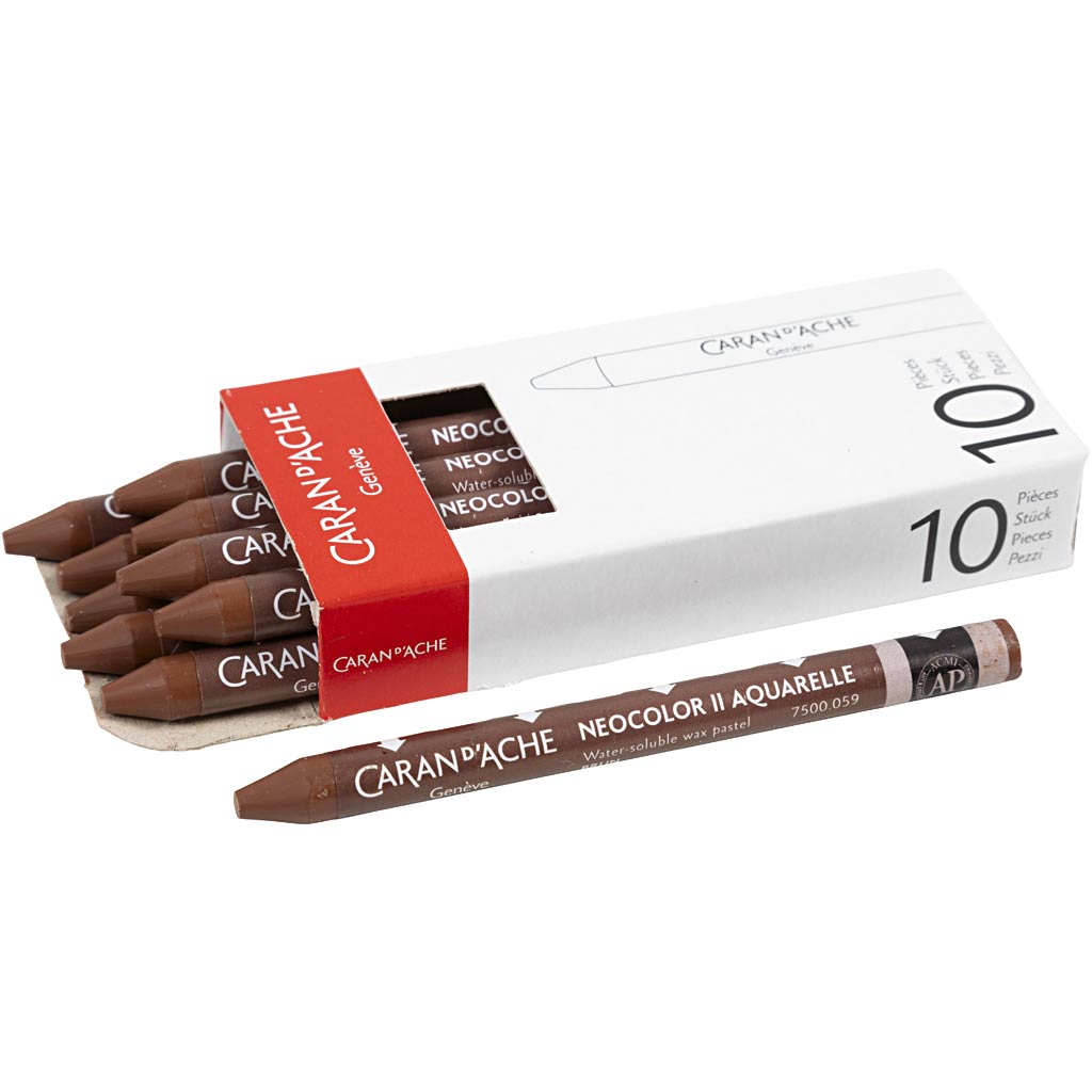 Caran Dache Caran d'Ache Neocolor II, L: 10 cm, Stärke 8,5 mm, Braun (059), 10 Stück 1 Box