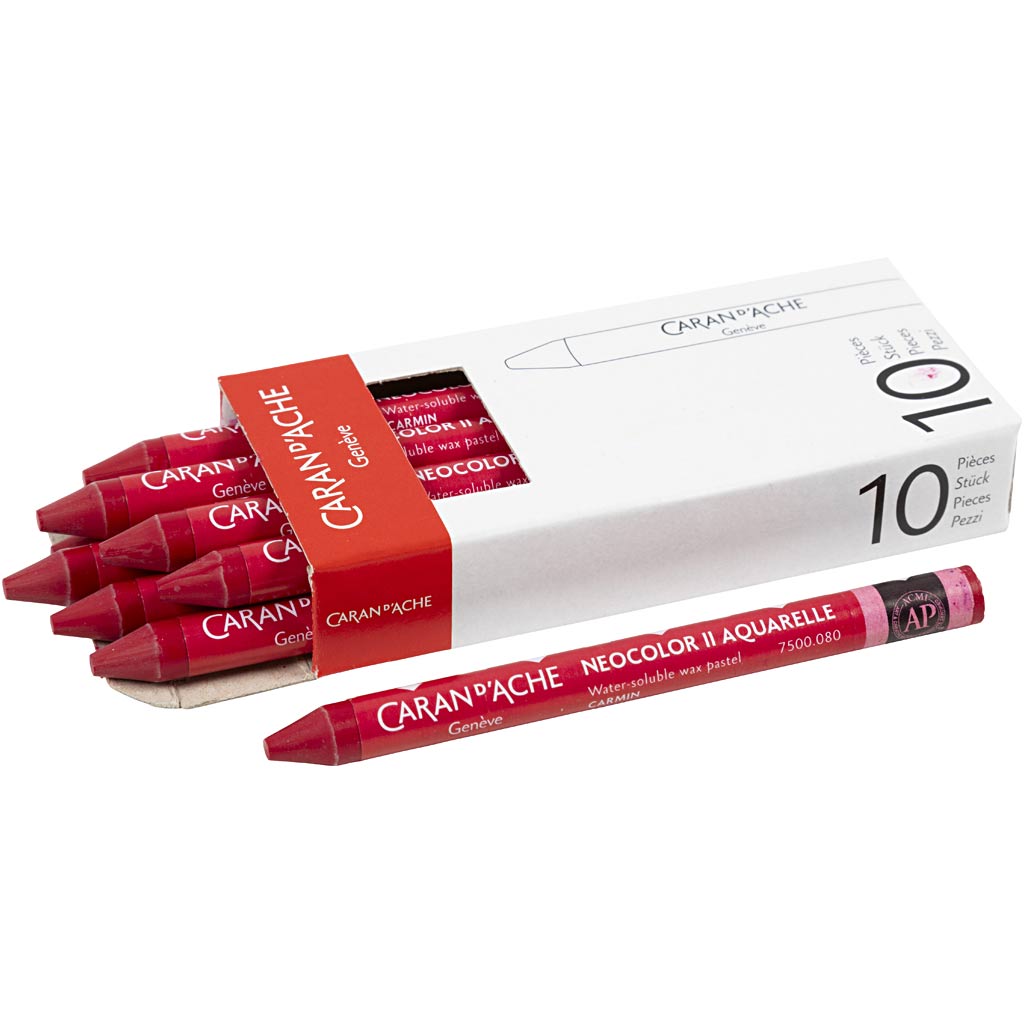 Caran Dache Caran d'Ache Neocolor II, L: 10 cm, Stärke 8,5 mm, Karmin (080), 10 Stück 1 Box