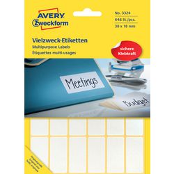 Multifunktionsetiketten Avery 3324 weiß 648 Stück