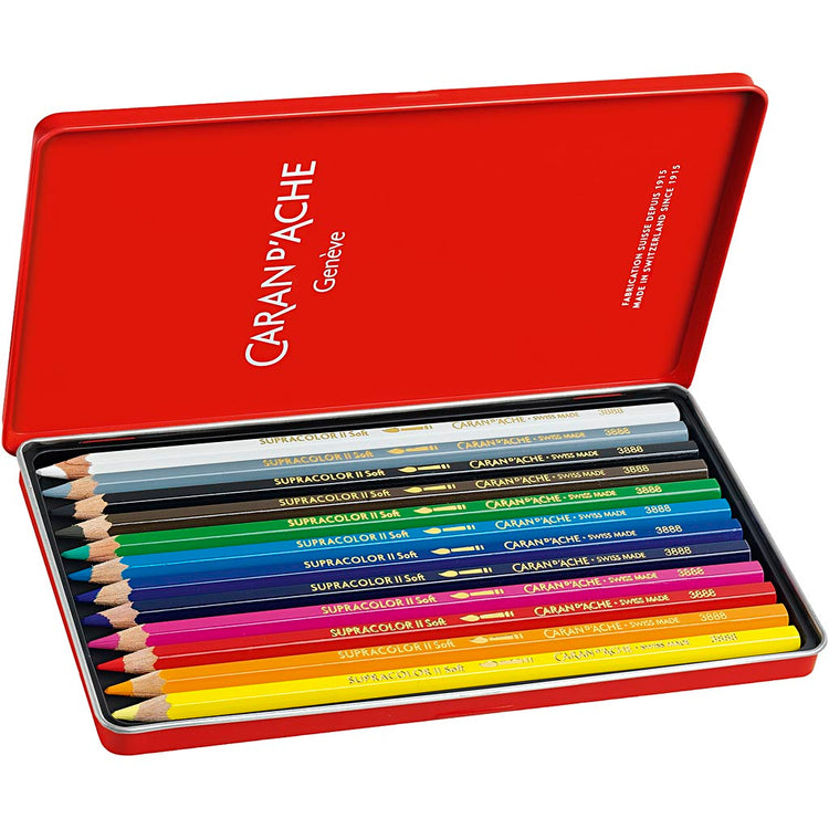Caran Dache Caran d'Ache Supracolor II Aquarellstifte, L: 17 cm, Mine 3,8 mm, verschiedene Farben, 12 Stück 1 Box