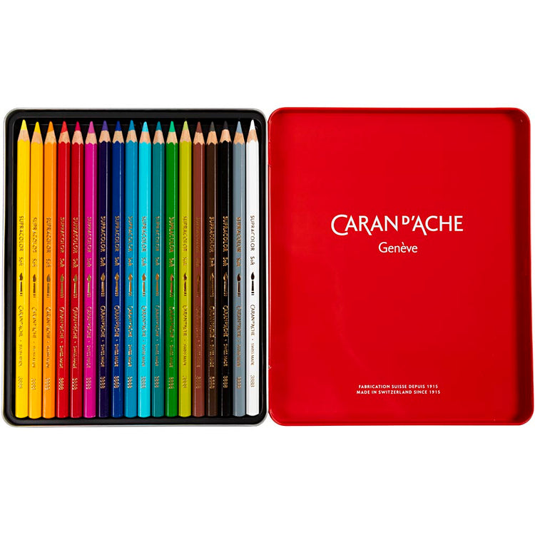 Caran Dache Caran d'Ache Supracolor II Aquarellstifte, L: 17 cm, Mine 3,8 mm, verschiedene Farben, 18 Stück 1 Box