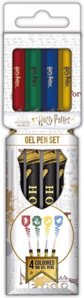 Blue Sky Studios Harry Potter Gelschreiber, 4er-Pack buntes Wappen-Waffen-Briefpapier