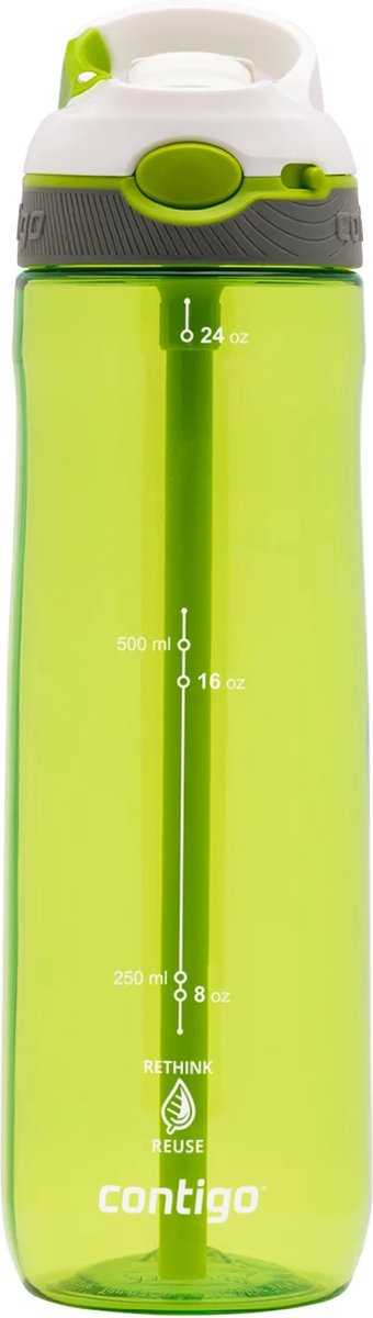 Contigo Ashland Autospout-Wasserflasche mit Strohhalm | große BPA-freie Trinkflasche mit 720 ml | Sportflasche | auslaufsichere Trinkflasche | ideal für die Schule, das Fitnessstudio, Radfahren, Laufen, Walken | Zitrone