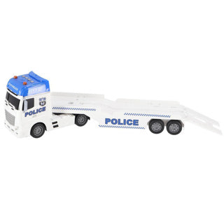 Schnelle Räder Autotransporterpolizei mit Auto und Hubschrauber mit Licht, Klang und Reibung