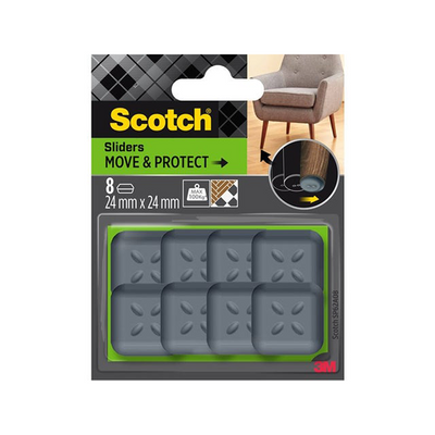 3m 1070701 - Scotch® Move Protect Sliderselbstklebend grau 24mm x 24mm | 7 Stück