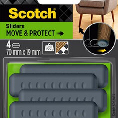 3m 1070687 - Scotch® Move Protect Sliderselbstklebend grau, 70 mm x 19 mm | 5 Stück