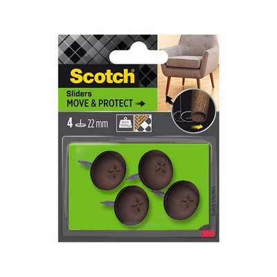 3 m 1070695 – Scotch® Move Protect Slider zum Nageln, braun, ø 22 mm, 4er-Pack | 8 Stück