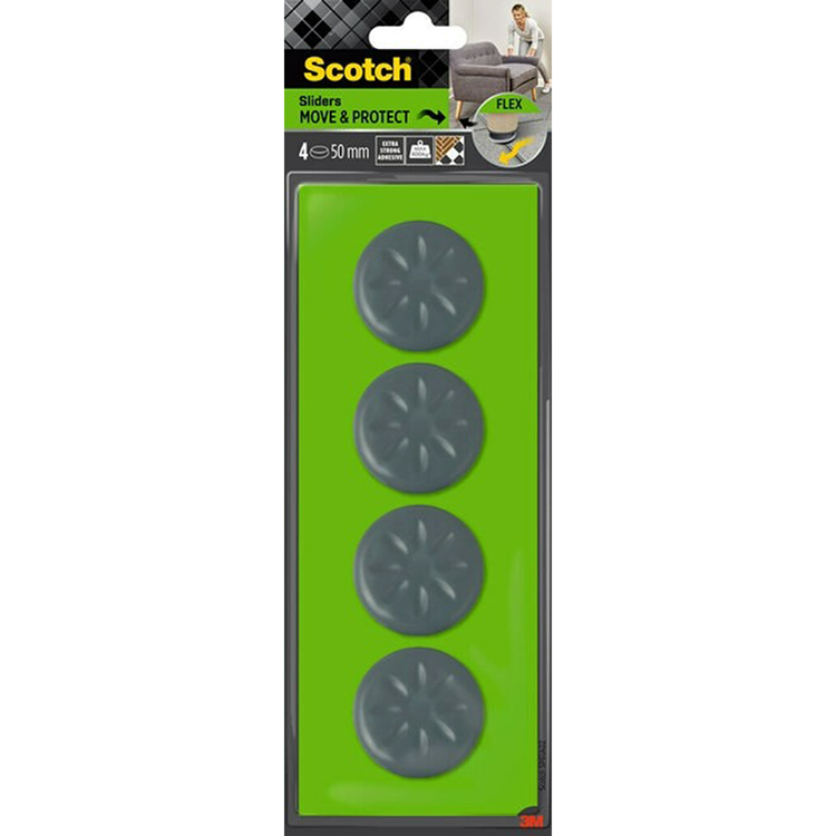 3m 1070704 - Scotch® Move Protect Flex Slider selbstklebend grau ø50m | 5 Stück