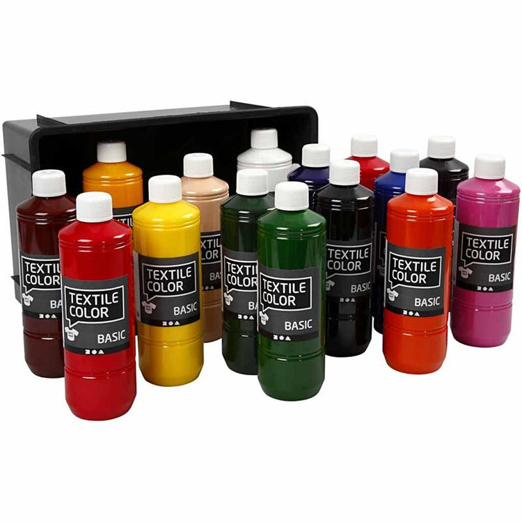 Creativ Company Textilfarbe, verschiedene Farben, 15x500 ml 1 Box