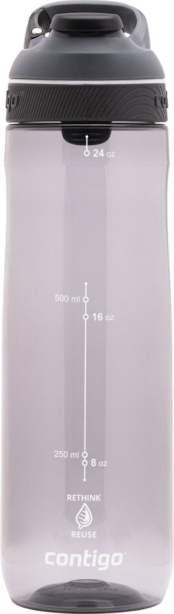 Contigo Cortland Wasserflasche mit automatischer Versiegelung | große BPA-freie Trinkflasche mit 720 ml | Sportflasche | auslaufsichere Trinkflasche | ideal für die Schule, das Fitnessstudio, Radfahren, Laufen, Walken | Rauch
