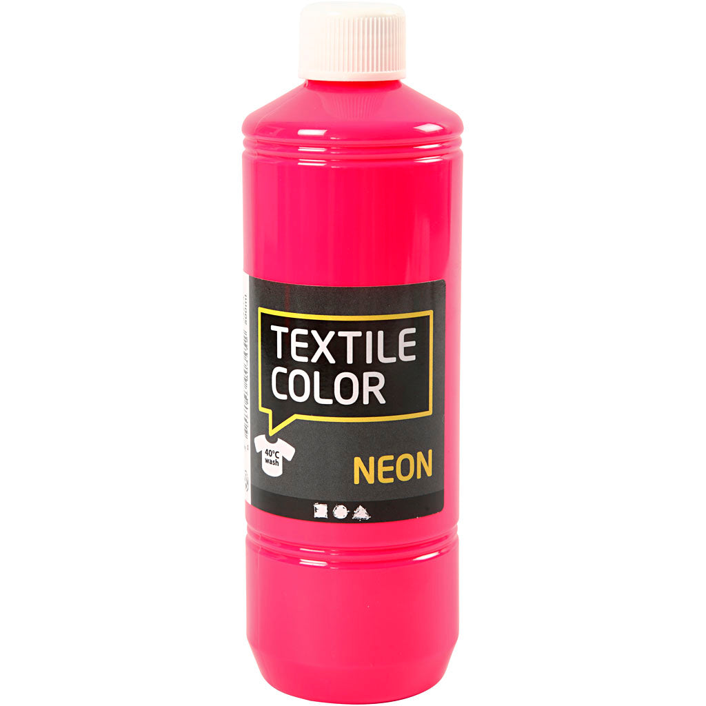 Kreativfirma Textilfarbe halbbedeckte Textilfarbe Neon Pink, 500 ml