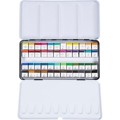 Creativ Company Art Aquarellfarbe, ½ Näpfchen, Größe 10x15x20 mm, Standardfarben, 48 Farben 1 Box