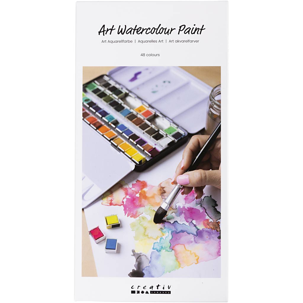 Creativ Company Art Aquarellfarbe, ½ Näpfchen, Größe 10x15x20 mm, Standardfarben, 48 Farben 1 Box