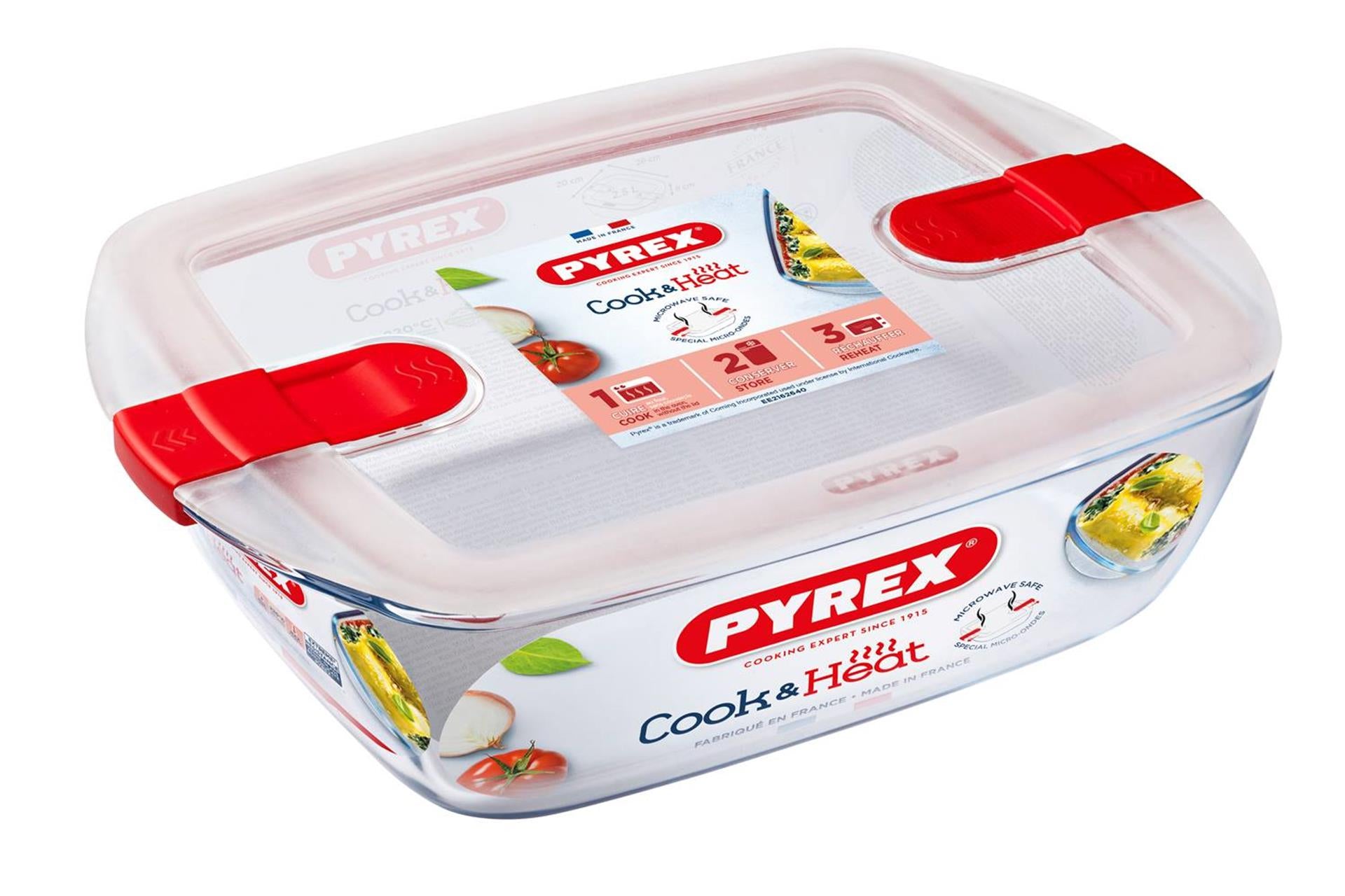 Pyrex-Schüssel mit Deckel 1,1l 23x15x6cm