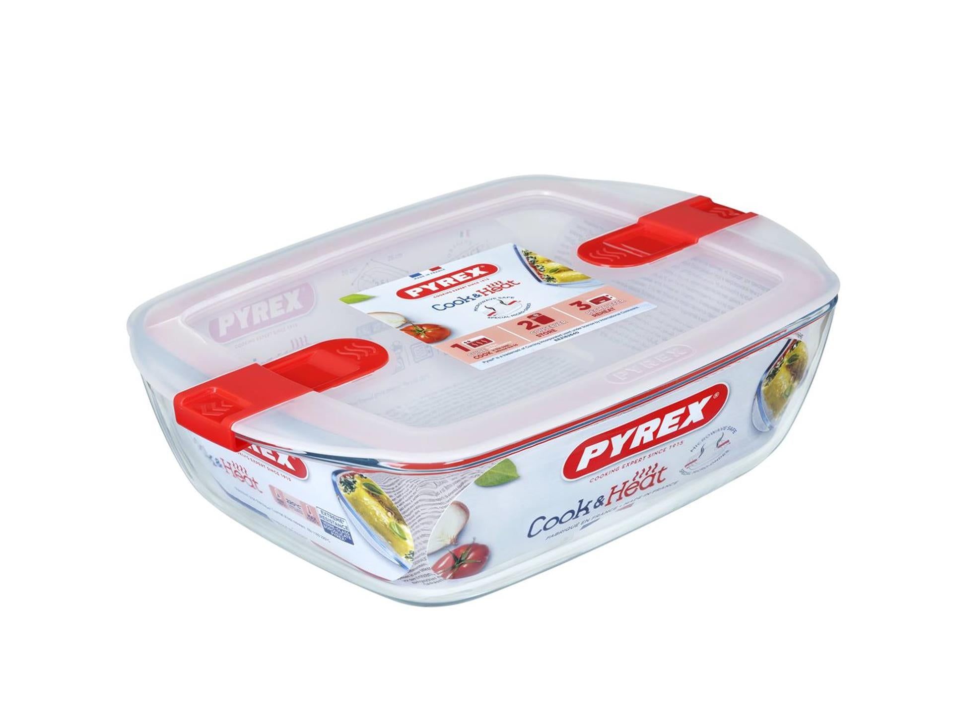 Pyrex-Schüssel mit Deckel 2,5l 28x20x8cm