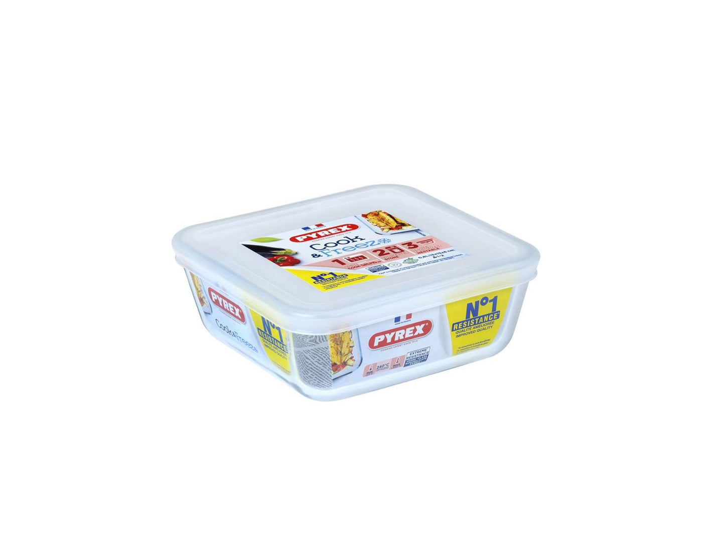 Pyrex -Pyrex -Koch- und Gefrierofenschale 15x15 cm Borosilikatglas