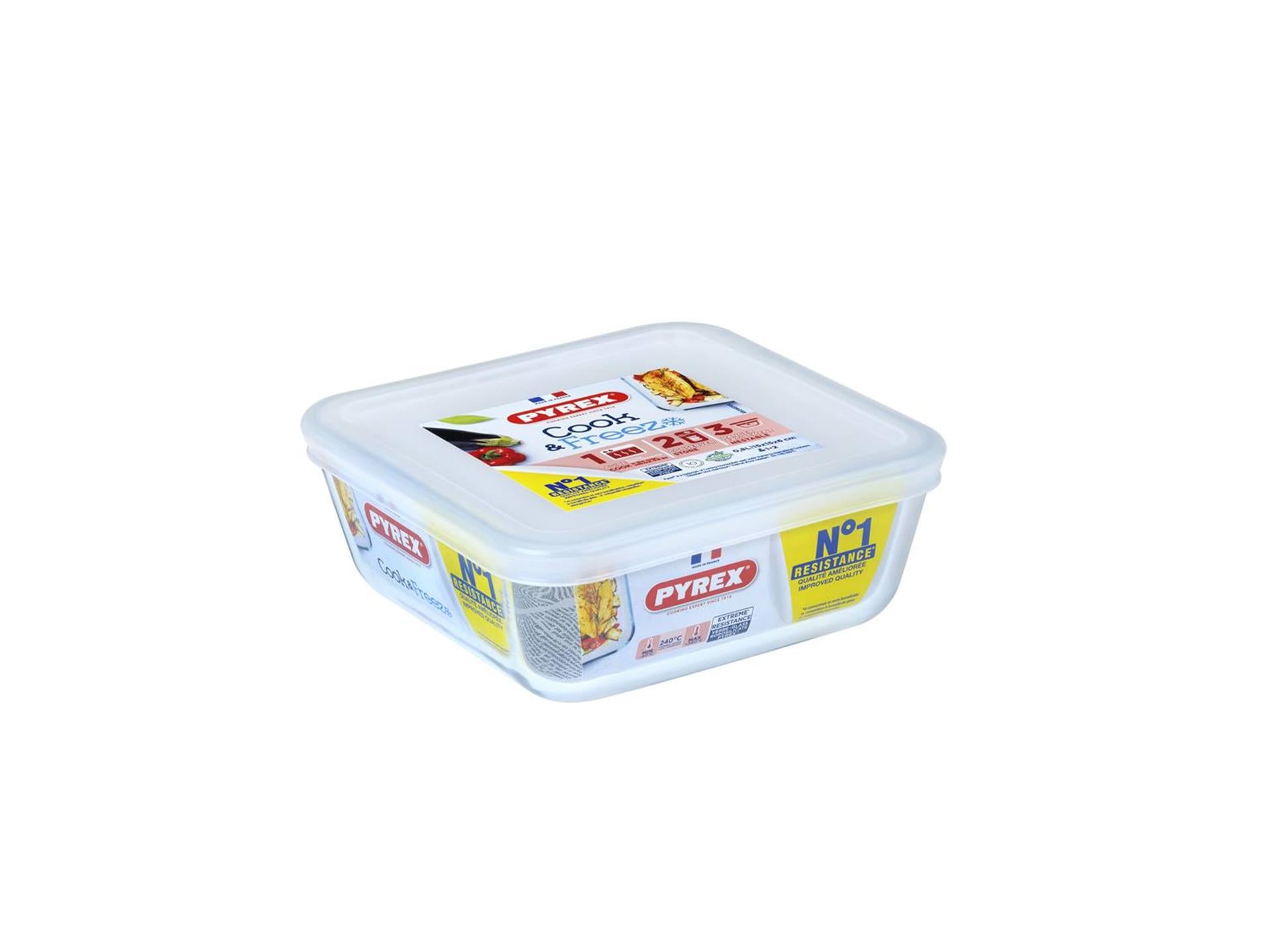 Pyrex -Pyrex -Koch- und Gefrierofenschale 15x15 cm Borosilikatglas