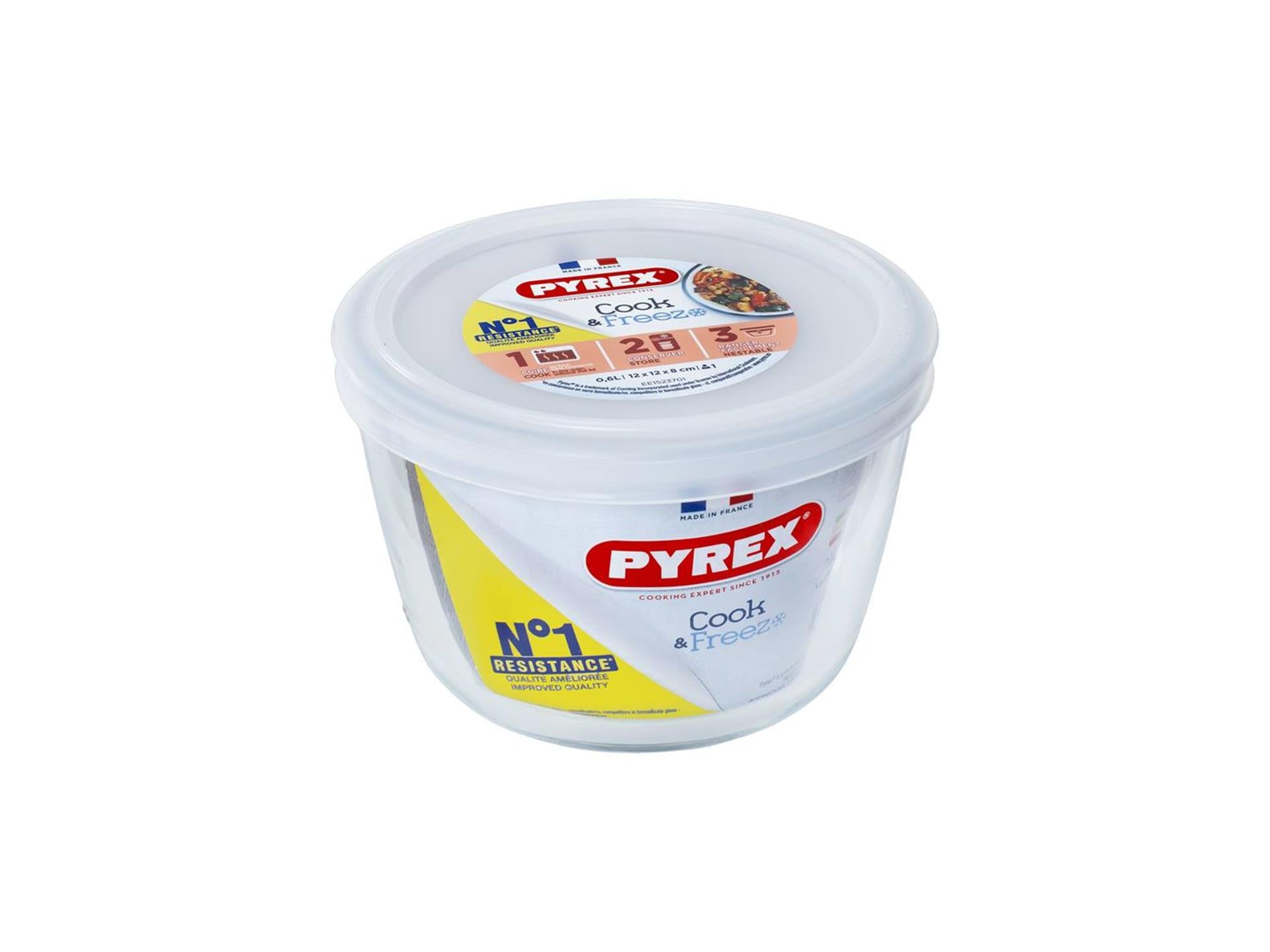 Pyrex Cook Freeze -Skala um 0,6 l 12 cm mit Klammerdeckel