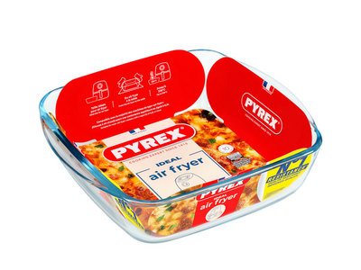 Pyrex Heißluftfritteusen-Auflaufform 25x22x7 cm quadratisch | 2 Stk