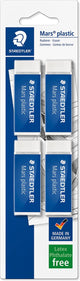 Staedtler - Mars Kunststoff-Radiergummi - Radiergummi in Premium-Qualität - Karte mit 4 Stück