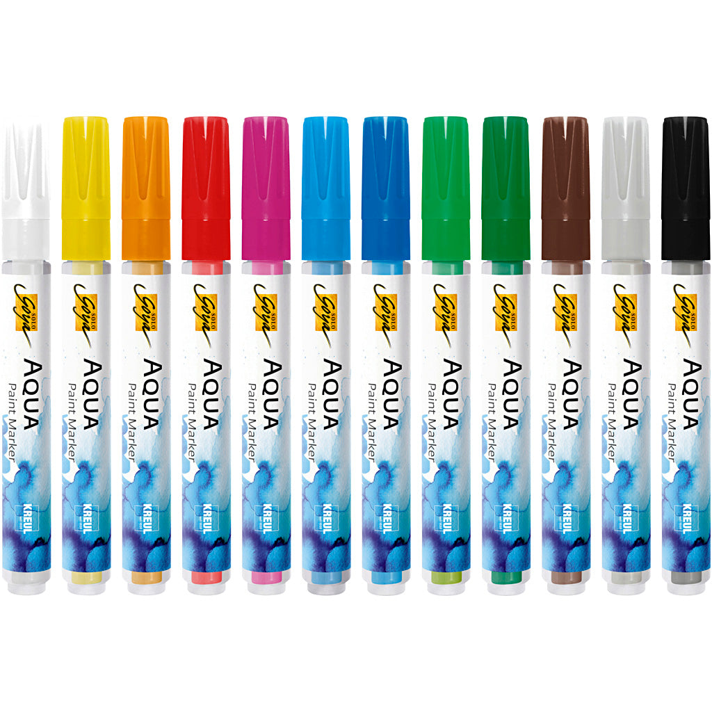 Solo Goya Aqua Lackmarker Display, verschiedene Farben, 12 Stück 1 Box