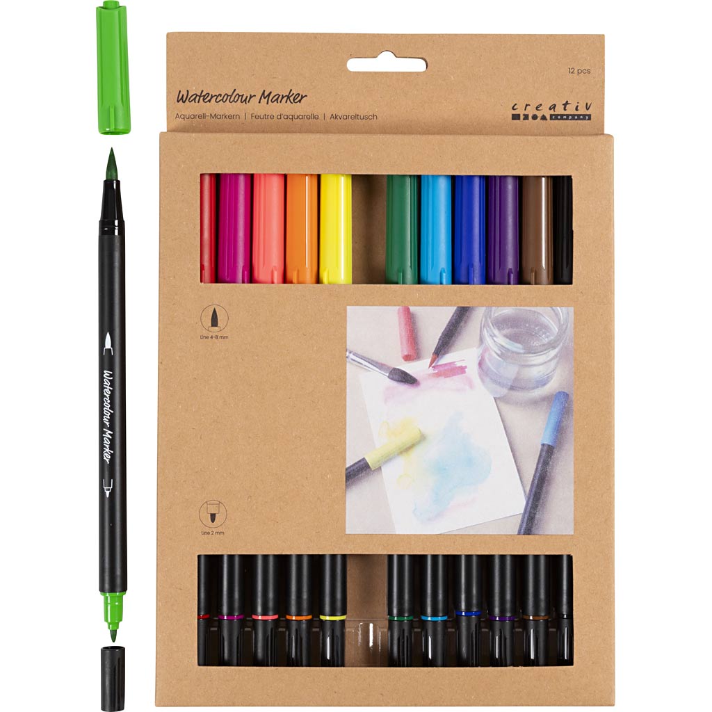 Aquarellmarker Standardfarben, 12 Stk.