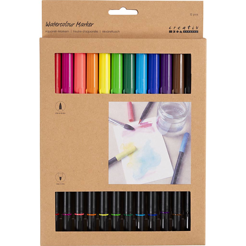 Aquarellmarker Standardfarben, 12 Stk.