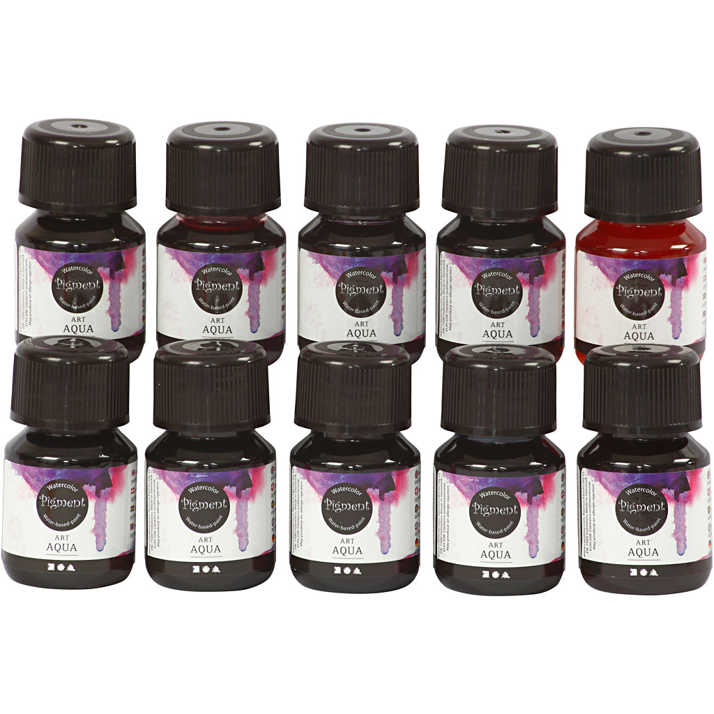 Pigmentierte flüssige Aquarellfarbe, verschiedene Farben, 10x30 ml 1 Box